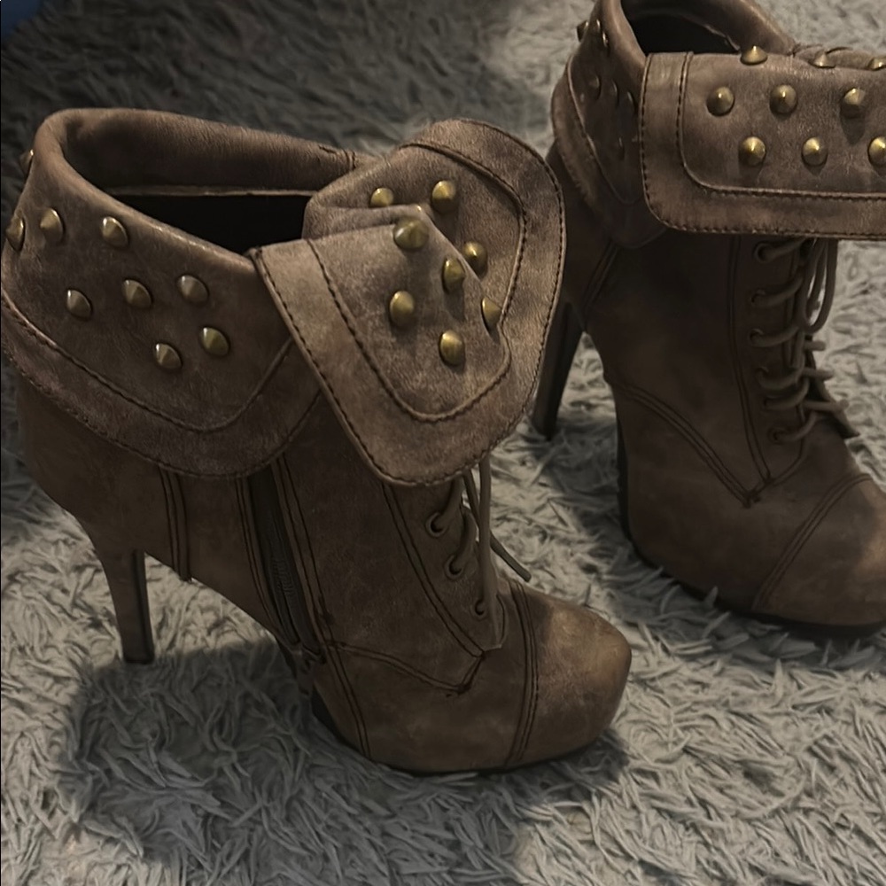 Brown Suede Stiletto Heeled Boots